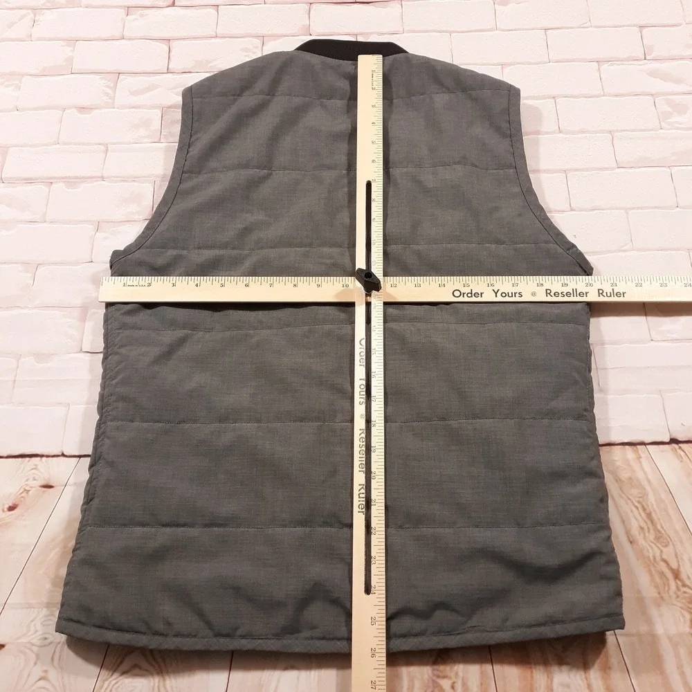 Zara Man Puffer Vest Mens Medium Outdoor Gray Lined Spring Fall Full Zip